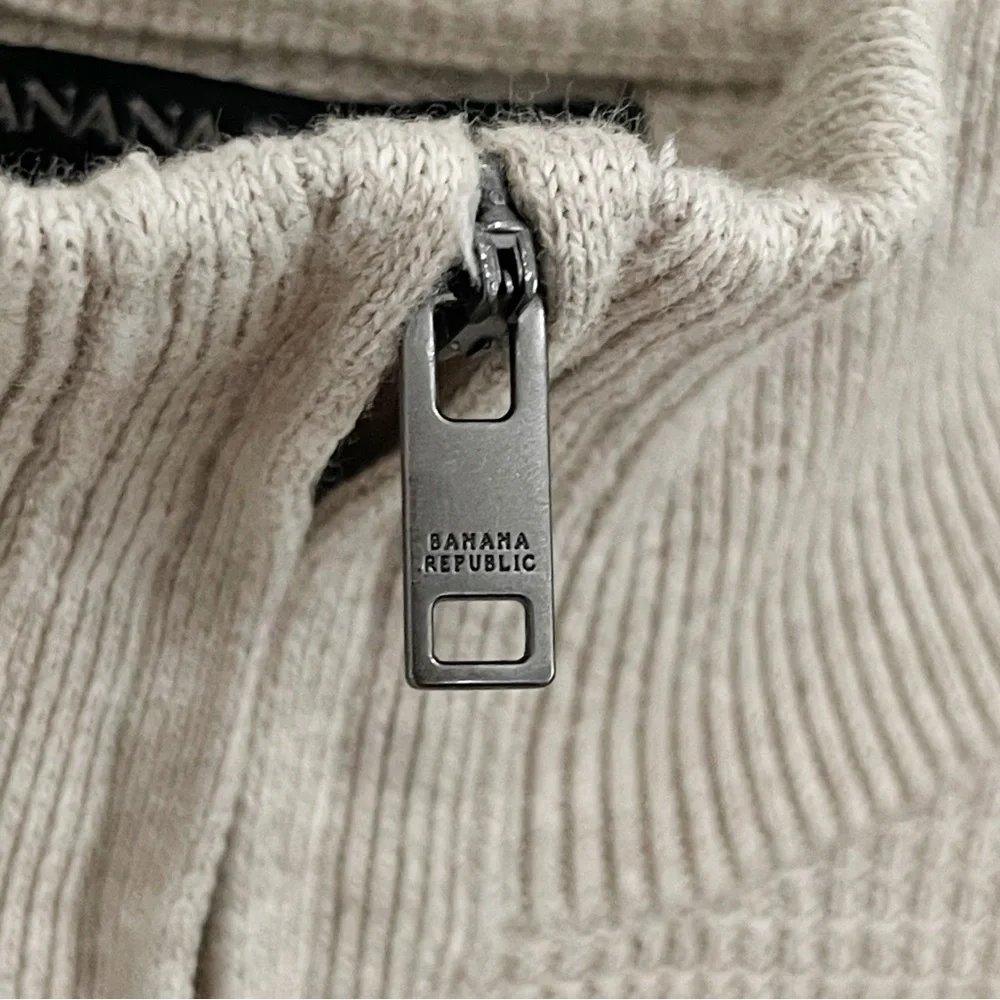Banana Republic Men's Waffle Knit Half Zip Cotton Sweater Pullover Oatmeal Sz M - Picture 5 of 6